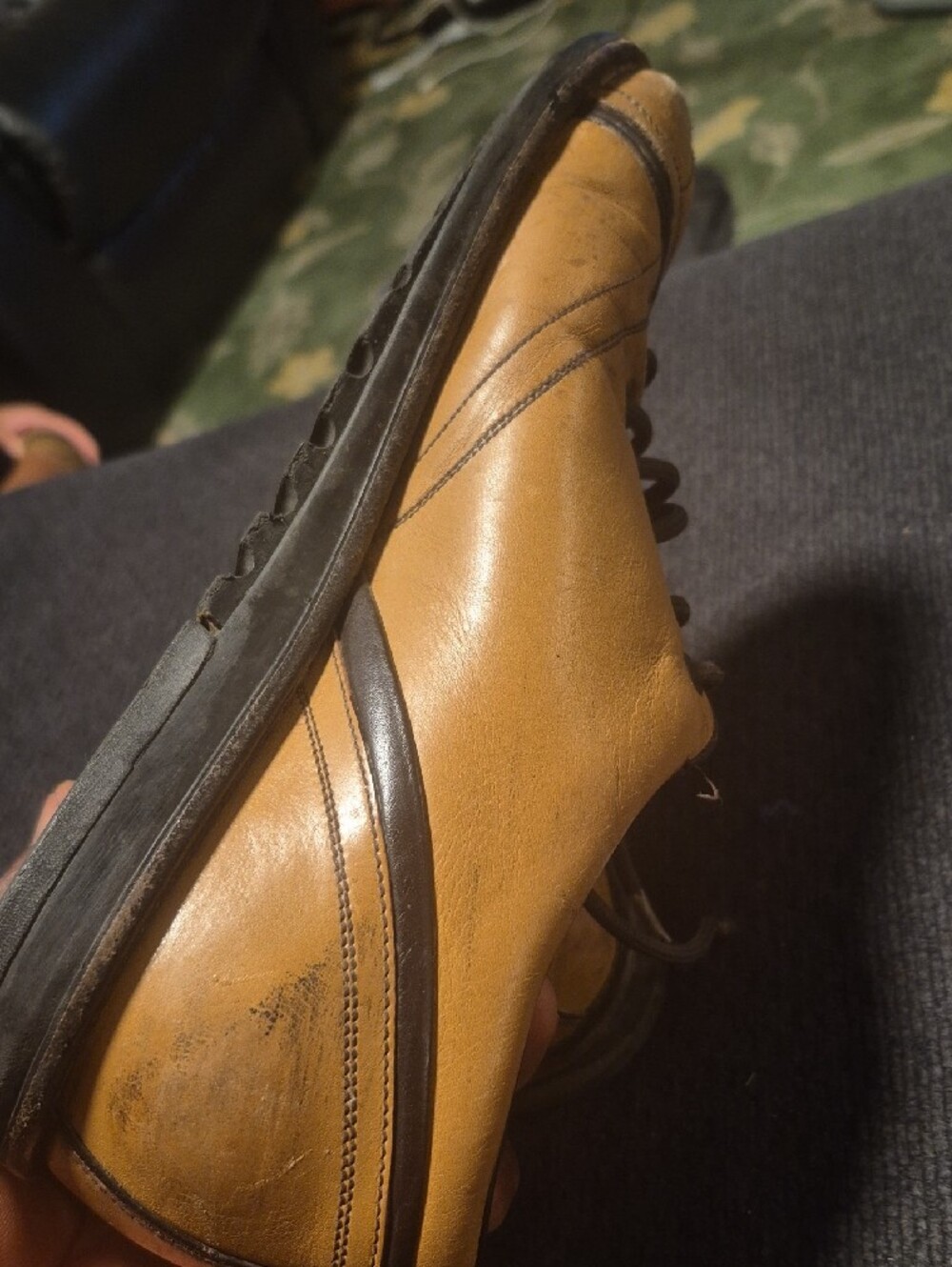 Prada Tan Leather Derby Shoes with Dark Brown Accents - Picture 9 of 12